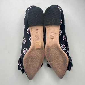 Tory Burch Black Rosalind Bow Floral Pointed Ballet Flats Size 5 thumbnail 4