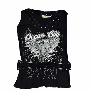 Y2K Studded Biker Graphic Tank Ocean City Motorcycle Rally Top Medium Bikercore thumbnail 3