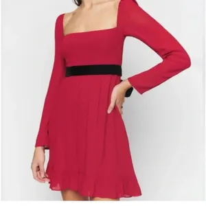 Reformation Silves Mini Dress In Poinsetta Square Neckline Mini Dress w/ Tags thumbnail 2