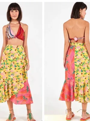 FARM Rio Garden Mix Wrap Skirt XS thumbnail 4