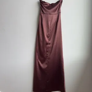 Anthropologie BHLDN Selena Strapless Ruched Chocolate Brown Midi Dress SZ Small thumbnail 10
