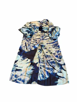 ZARA satin effect blue tie dye dress nwt thumbnail 4