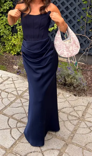 Aqua navy maxi dress thumbnail 1