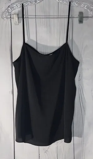 Diane Von Furstenberg Black Spaghetti-Strap Minimalist Lightweight Cami thumbnail 1