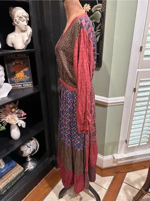 Sacred Threads Bohemian Mixed‑Print Long‑Sleeve Midi Dress – NWT – Size L/XL thumbnail 12