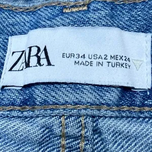 Zara Women's Blue Acid Wash High Waisted Wide Leg Baggy Palazzo Denim Jeans Sz 2 thumbnail 4