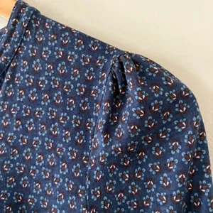 Boden Buttoned Jersey Midi Dress Navy Diamond Bud Tiered Cottagecore Size 8P thumbnail 8