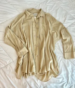 NWT American Eagle tan oversized button up thumbnail 1