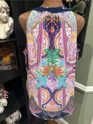 Rose + Olive Boho Paisley Sleeveless Blouse – Size Large thumbnail 7