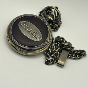 Grandpa Bronze Classic Analog Pocket Watch Working New Battery thumbnail 3