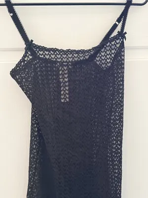 PINK Victoria's Secret Black Heart Lace Swim Cover-Up Slip thumbnail 2