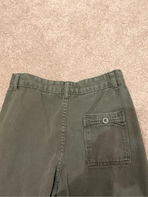 Olive Green Wide Leg Cargo Pants thumbnail 6