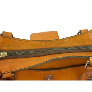 *Vintage BJ Leather Shoulder Bag Brown Leather Top Handle Boho Festival Coastal thumbnail 3