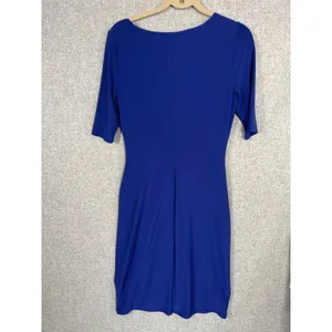 Lauren‎ Ralph Lauren Womens Dress Size 10 Blue Stretch Sheath Ruched Bodycon thumbnail 2