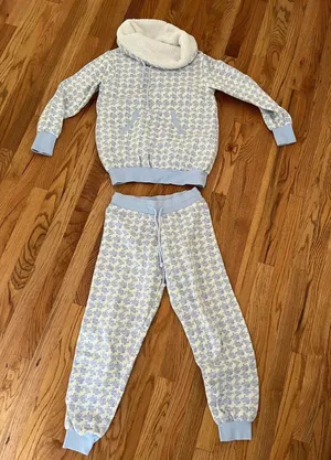 PajamaGram Women's Blue Super Soft Fleece Cowl Neck Long Sleeve PJ Set Size‎ SM thumbnail 1