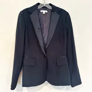 Banana Republic Stretch Career‎ Blazer Women's 6 Navy Satin Trim Holiday Lined thumbnail 1