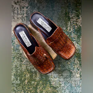 Vintage 90s American Eagle Kimmy fringe faux croc mule loafers, size 7M thumbnail 2