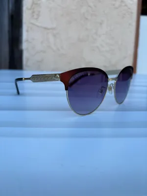 Gucci GG0074S Cat eye sunglasses gold metal frame purple gradient lenses thumbnail 6