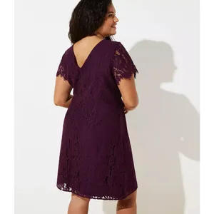 NWT Ann Taylor LOFT Womens Plus Size 18 Purple Lace Mini Flare Dress NEW thumbnail 2