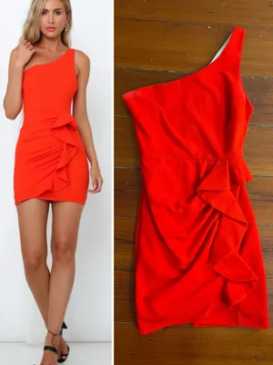 Hello Molly Backstage Passes One Shoulder Red Ruffle Mini Dress Sz XS 💚🎀 thumbnail 2