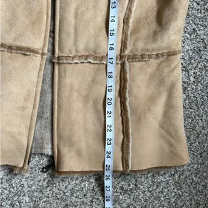 Live A Little Faux Suede Faux Fur Tan Vest Bohemian Casual Western 70s Retro XL thumbnail 6