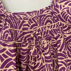 Handmade Muumuu Dress Short Sleeves Midi Purple Tan Swirl Print Women Hawaiian thumbnail 7