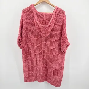 NWT Natural Reflections Peach Blossom Pink‎ Cotton Hooded Knit Sweater Large thumbnail 5