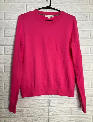 Boden Crewneck Sweater Womens Small Pink Excellent Pointelle Cotton Blend‎ K0833 thumbnail 1