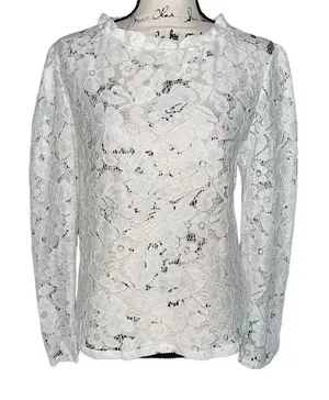 ‎OC Orderplus white lace blouse medium NWT White thumbnail 1
