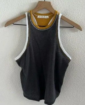 Free People Racerback fitted colorblock tank shirt XS thumbnail 1