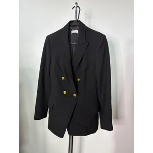 A.L.C. Women Black Double Breasted Gold Button Blazer Jacket thumbnail 4