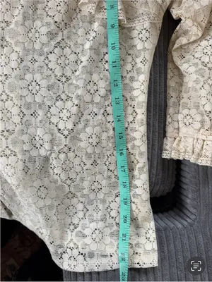 Vtg Y2K OG Eyelet S Lace Blouse Boho Cottagecore LS Ruffle Boutique Top thumbnail 10