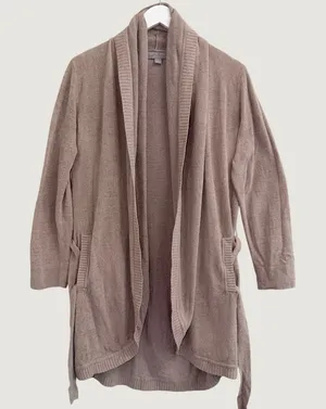 Barefoot Dreams CozyChic Ultra Lite Belted Cardigan Robe Taupe Size Small- Soft thumbnail 1