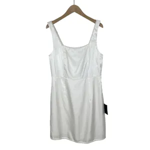 NWT Lulus White Pearl Trim Sleeveless Mini Dress Size Small thumbnail 2