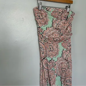 The Limited Strapless Paisley Maxi Dress Flowing Boho Green Orange Women’s XS thumbnail 3