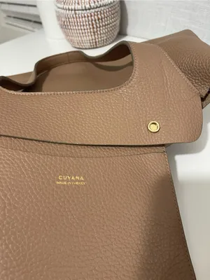 CUYANA 13” system tote bag purse Minimalist Taupe Leather cappuccino brown thumbnail 14