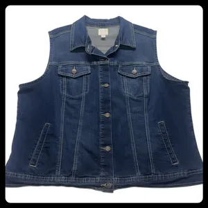 Westport 1962 Denim Vest Womens 2X Blue Button Up Stretch Casual Jacket thumbnail 1