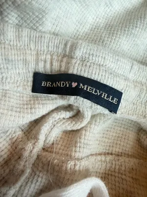Brandy Melville Cream Wide Leg Sweatpants Waffle Knit Stretch Size Small Women's thumbnail 13