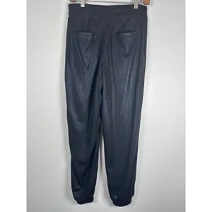 Revolve H:ours Plisse‎ Jogger Pants Women Size M Black Metallic High Rise thumbnail 4