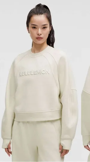 NWT Lululemon Women’s Scuba Oversized Pullover Wordmark in Bone XL/XXL thumbnail 1