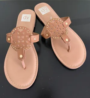 Dolce Vita Grimm Cognac Leather Thong Sandals with Decorative Medallion thumbnail 1