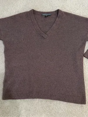 French Connection Wool Blend Oversized V Neck Sweater Mauve M thumbnail 5