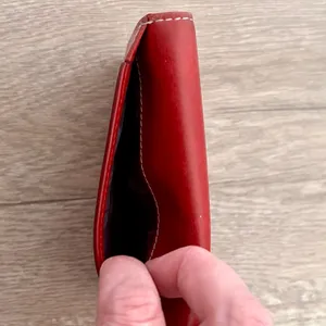 Coach Y2K Vintage Red Leather Compact Bifold Credit Card Holder Wallet thumbnail 3