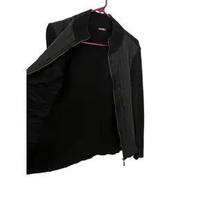 J. McLaughlin Full Zip Quilted Jacket Pockets Women's XS Black Silk Ribbed thumbnail 7