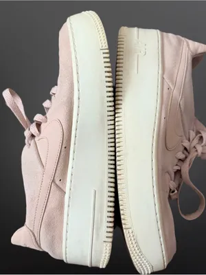 Nike Air Force 1 Sage Low Particle Beige Pink Beige Suede Platform Sneakers Sz 8 thumbnail 10