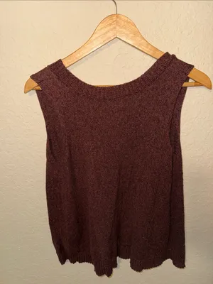 Anthropologie Sleeveless V-Neck Knit Vest Top quiet luxury small oversized thumbnail 3