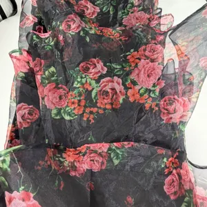 Lulus Black Floral Tiered Ruffle‎ Maxi Dress Sleeveless V-Neck Small NWT thumbnail 5