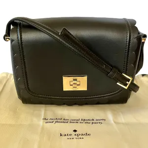 Kate Spade Maple Court Zani Scalloped Edge Black Leather Crossbody Shoulder Bag thumbnail 11