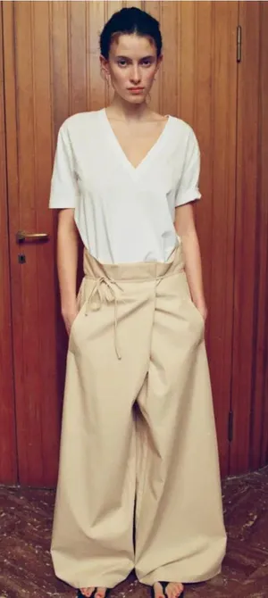 NWOT ZARA Bloggers Fave High-waisted trousers Palazzo Pocket Medium Beige Cream thumbnail 1