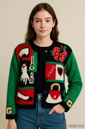 Vintage Eagle's Eye Vintage Christmas Cardigan cottagecore granny teacher thumbnail 1